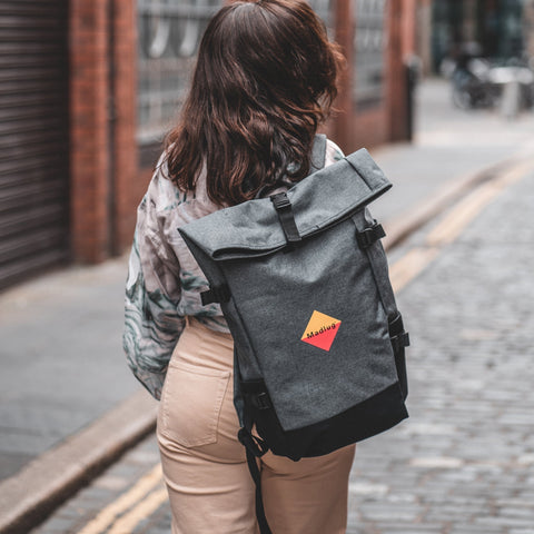 Madlug Grey Urban Roll-Top Backpack in Belfast