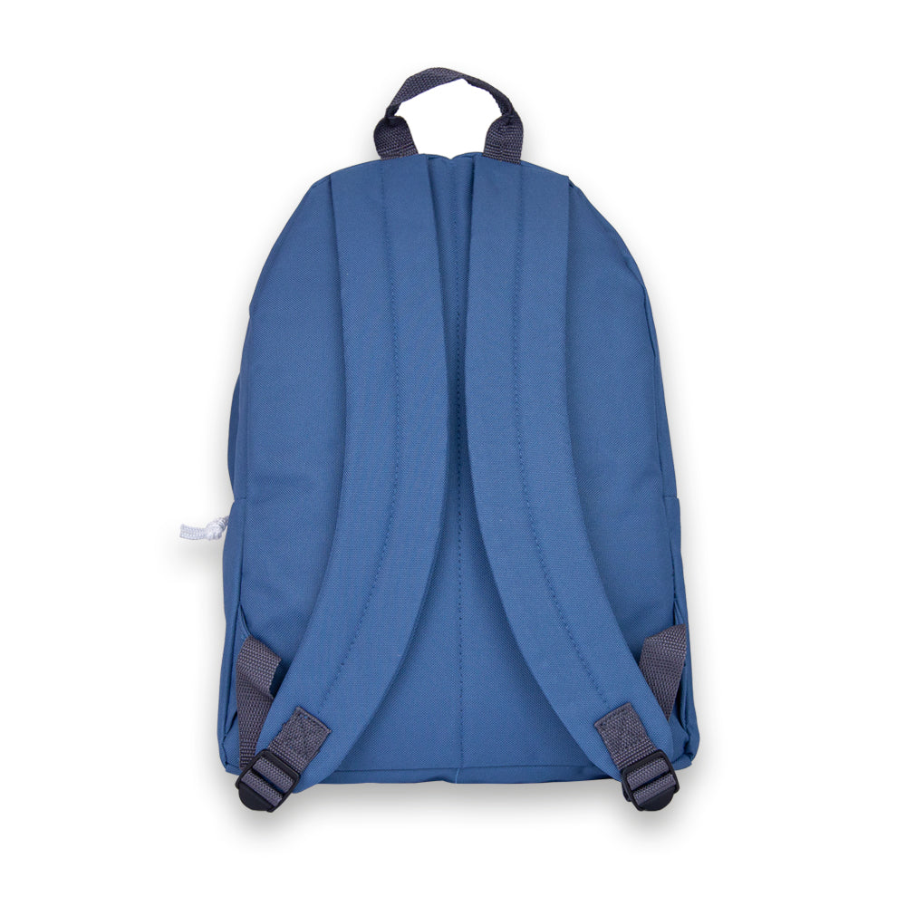 Madlug Classic Backpack in Airforce Blue. Back profile.