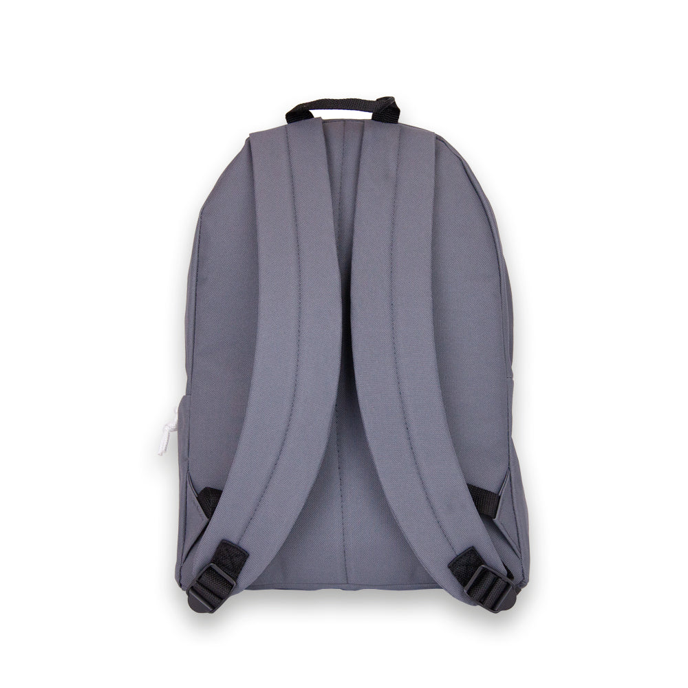 Madlug Classic Backpack in Grey. Back profile.