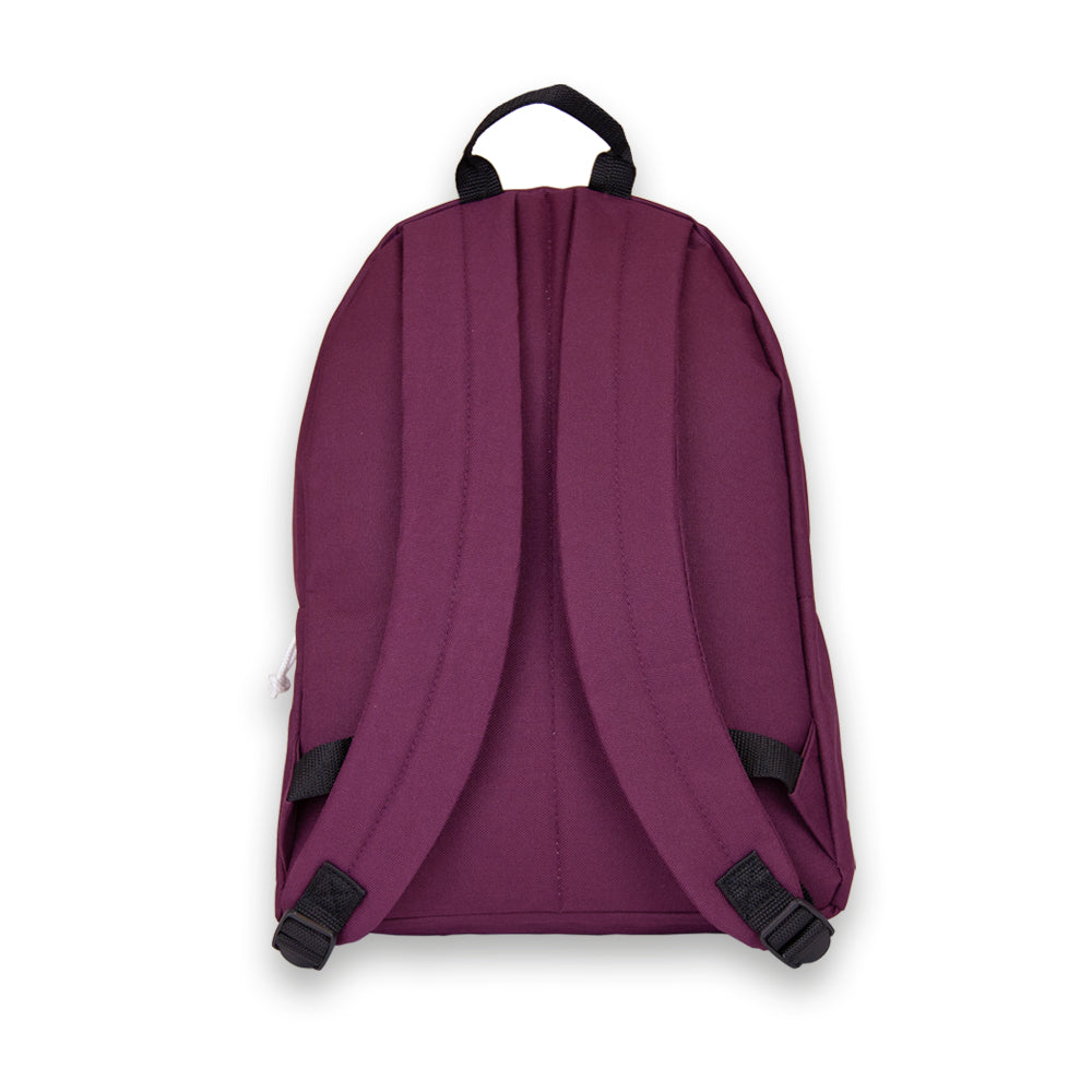 Madlug Classic Backpack in Burgundy. Back profile.