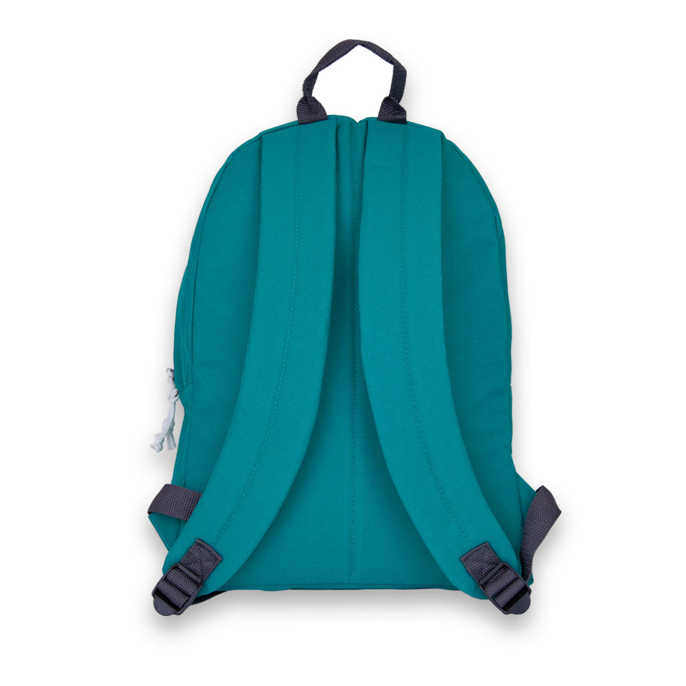 Madlug Classic Backpack in Teal Green. Back profile.